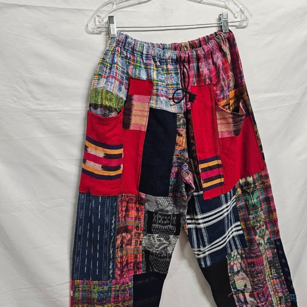 Guatemalan Boho Uniq Multicolor Multipattern Unisex Pants Woven Artsy Embroidery - Picture 2 of 15